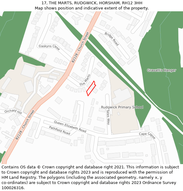 17, THE MARTS, RUDGWICK, HORSHAM, RH12 3HH: Location map and indicative extent of plot