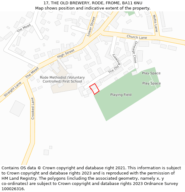 17, THE OLD BREWERY, RODE, FROME, BA11 6NU: Location map and indicative extent of plot