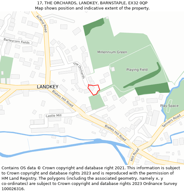 17, THE ORCHARDS, LANDKEY, BARNSTAPLE, EX32 0QP: Location map and indicative extent of plot