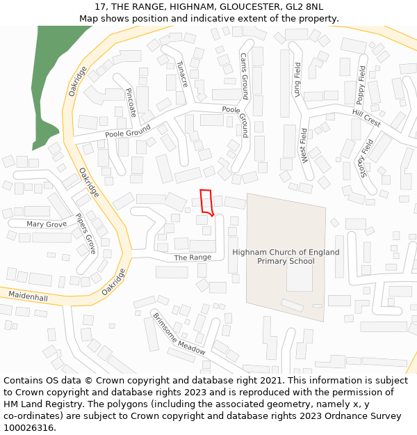 17, THE RANGE, HIGHNAM, GLOUCESTER, GL2 8NL: Location map and indicative extent of plot