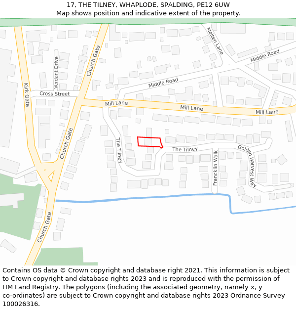 17, THE TILNEY, WHAPLODE, SPALDING, PE12 6UW: Location map and indicative extent of plot