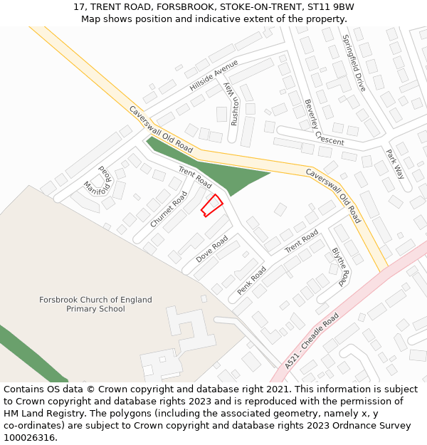 17, TRENT ROAD, FORSBROOK, STOKE-ON-TRENT, ST11 9BW: Location map and indicative extent of plot