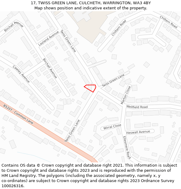 17, TWISS GREEN LANE, CULCHETH, WARRINGTON, WA3 4BY: Location map and indicative extent of plot