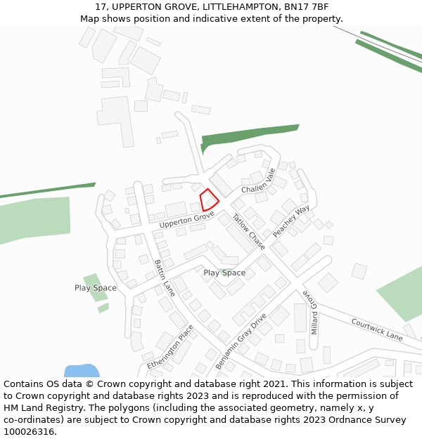 17, UPPERTON GROVE, LITTLEHAMPTON, BN17 7BF: Location map and indicative extent of plot