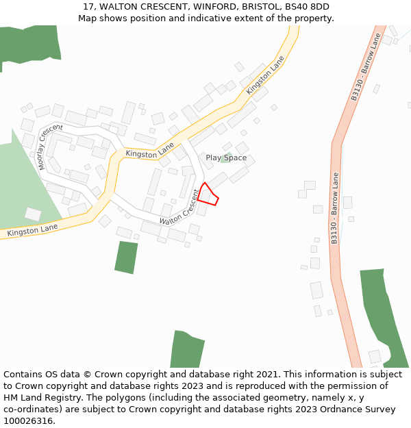 17, WALTON CRESCENT, WINFORD, BRISTOL, BS40 8DD: Location map and indicative extent of plot