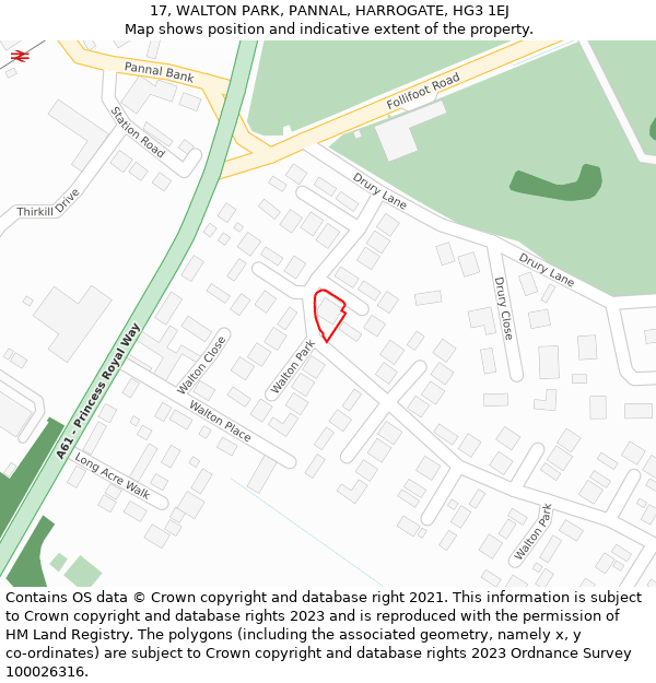 17, WALTON PARK, PANNAL, HARROGATE, HG3 1EJ: Location map and indicative extent of plot