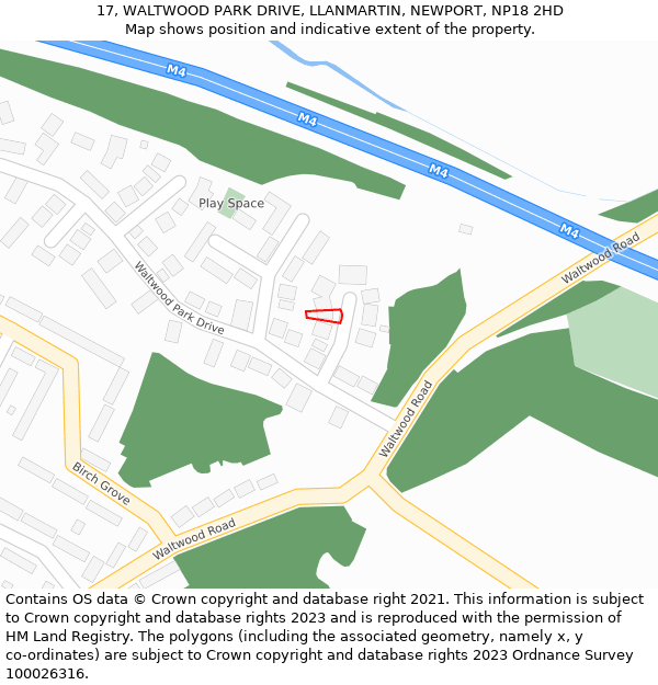 17, WALTWOOD PARK DRIVE, LLANMARTIN, NEWPORT, NP18 2HD: Location map and indicative extent of plot
