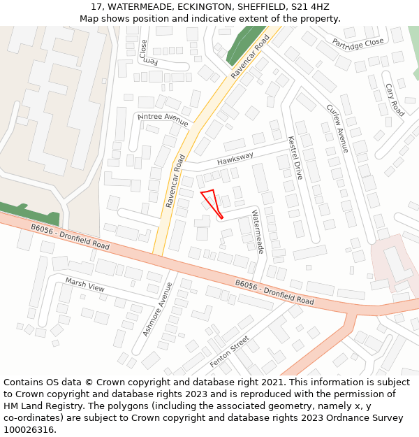 17, WATERMEADE, ECKINGTON, SHEFFIELD, S21 4HZ: Location map and indicative extent of plot