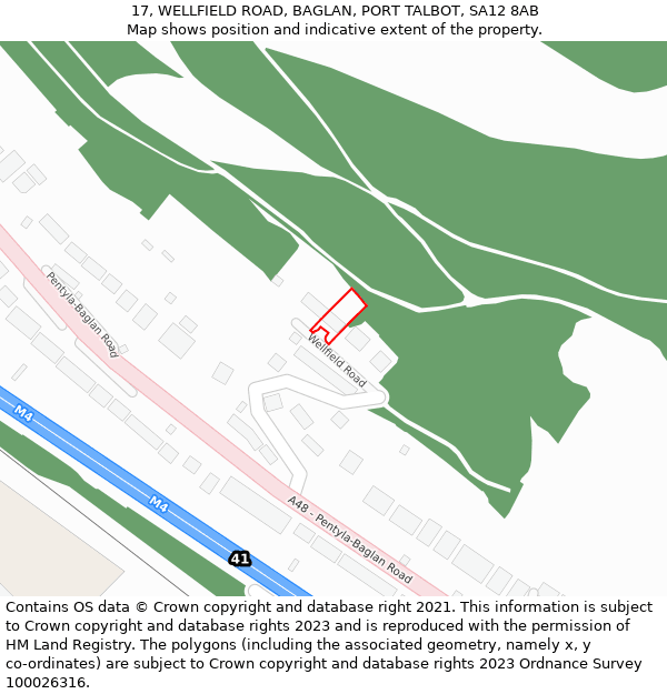 17, WELLFIELD ROAD, BAGLAN, PORT TALBOT, SA12 8AB: Location map and indicative extent of plot