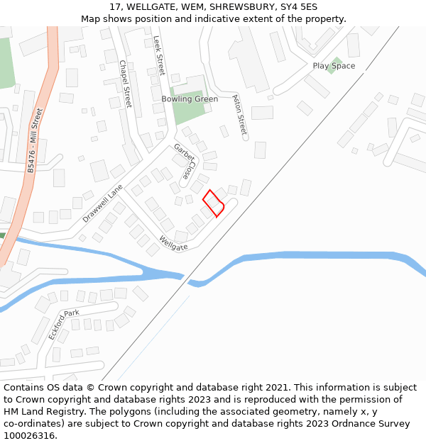 17, WELLGATE, WEM, SHREWSBURY, SY4 5ES: Location map and indicative extent of plot