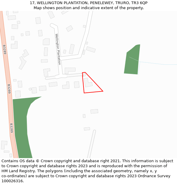 17, WELLINGTON PLANTATION, PENELEWEY, TRURO, TR3 6QP: Location map and indicative extent of plot