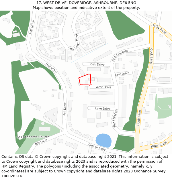 17, WEST DRIVE, DOVERIDGE, ASHBOURNE, DE6 5NG: Location map and indicative extent of plot