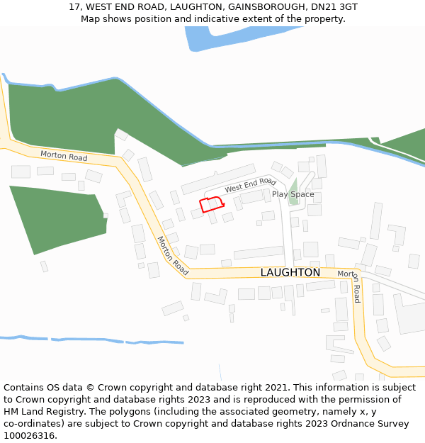 17, WEST END ROAD, LAUGHTON, GAINSBOROUGH, DN21 3GT: Location map and indicative extent of plot