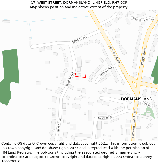 17, WEST STREET, DORMANSLAND, LINGFIELD, RH7 6QP: Location map and indicative extent of plot