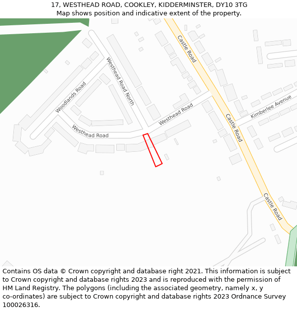 17, WESTHEAD ROAD, COOKLEY, KIDDERMINSTER, DY10 3TG: Location map and indicative extent of plot