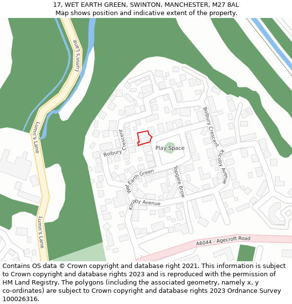 17, WET EARTH GREEN, SWINTON, MANCHESTER, M27 8AL: Location map and indicative extent of plot