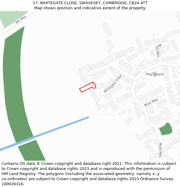 17, WHITEGATE CLOSE, SWAVESEY, CAMBRIDGE, CB24 4TT: Location map and indicative extent of plot