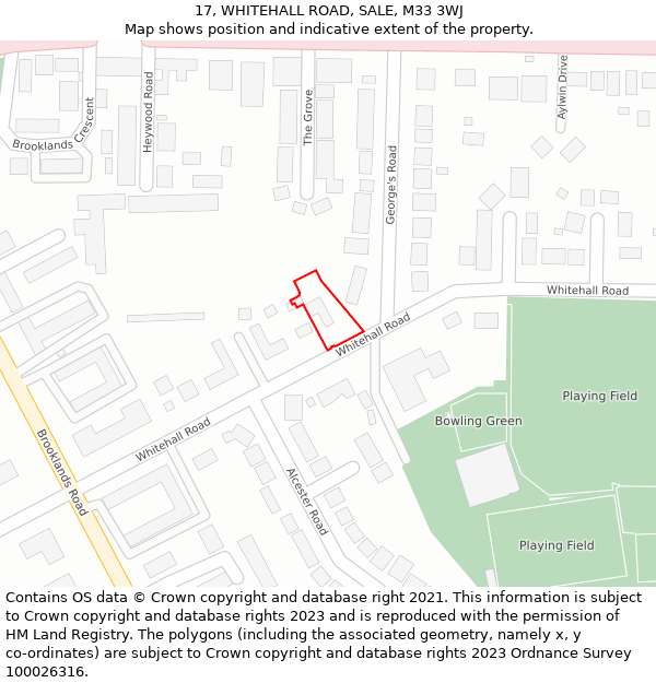 17, WHITEHALL ROAD, SALE, M33 3WJ: Location map and indicative extent of plot