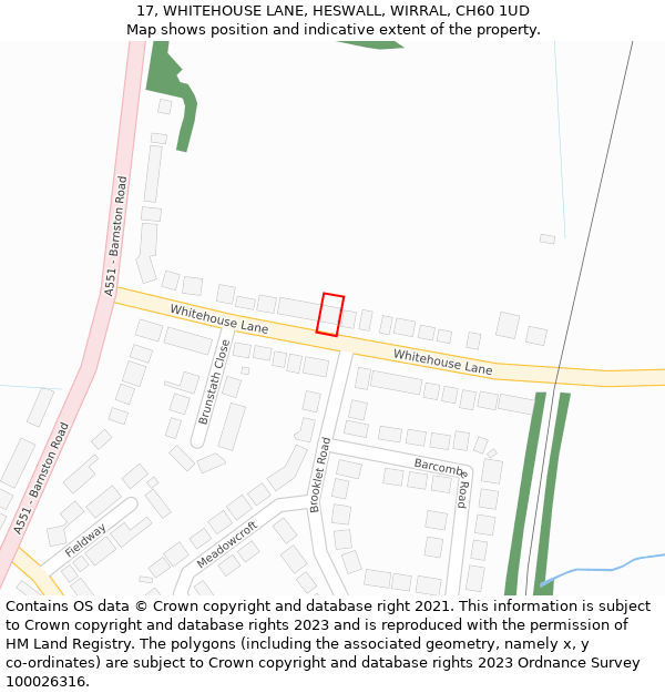 17, WHITEHOUSE LANE, HESWALL, WIRRAL, CH60 1UD: Location map and indicative extent of plot