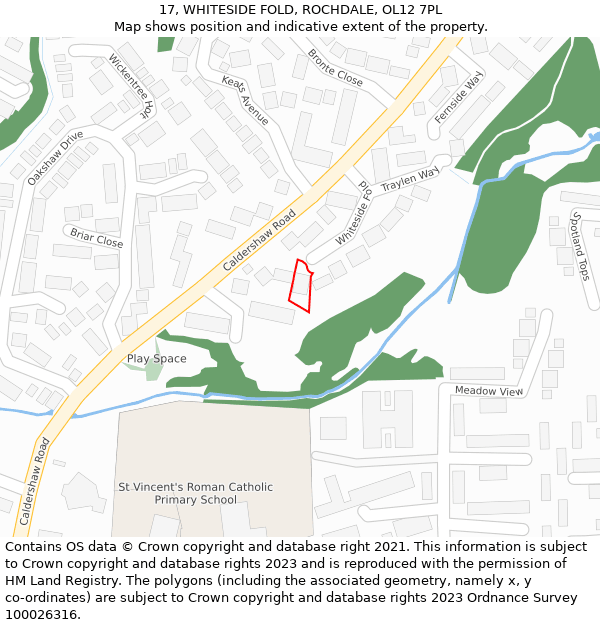 17, WHITESIDE FOLD, ROCHDALE, OL12 7PL: Location map and indicative extent of plot