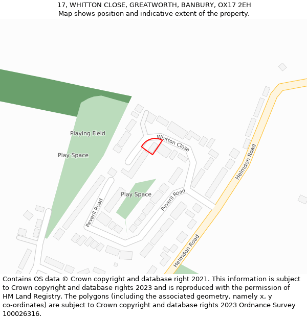 17, WHITTON CLOSE, GREATWORTH, BANBURY, OX17 2EH: Location map and indicative extent of plot