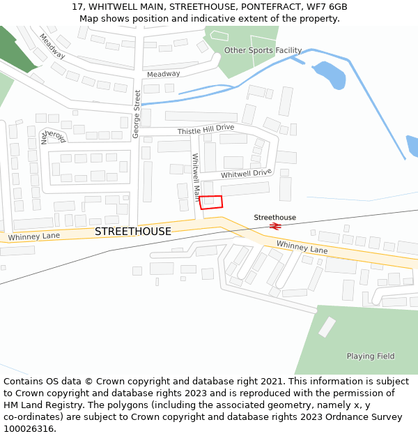 17, WHITWELL MAIN, STREETHOUSE, PONTEFRACT, WF7 6GB: Location map and indicative extent of plot