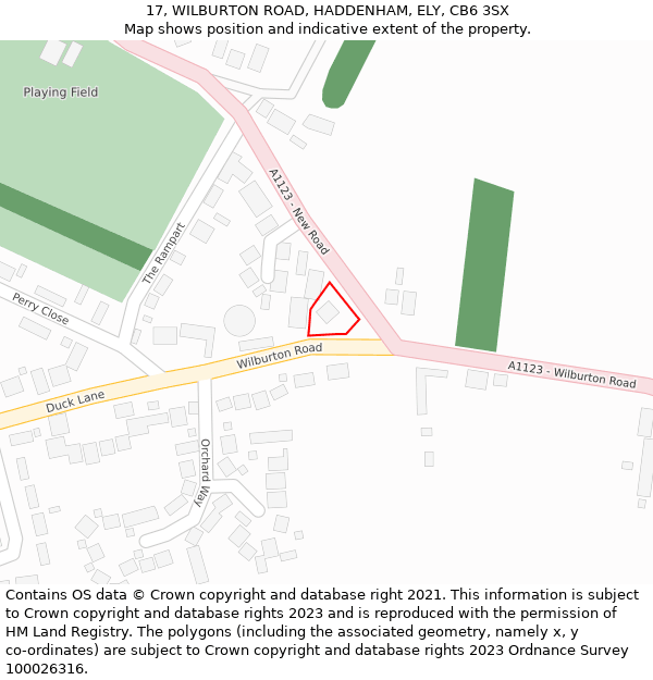 17, WILBURTON ROAD, HADDENHAM, ELY, CB6 3SX: Location map and indicative extent of plot