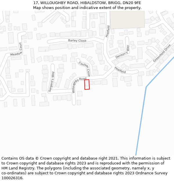 17, WILLOUGHBY ROAD, HIBALDSTOW, BRIGG, DN20 9FE: Location map and indicative extent of plot