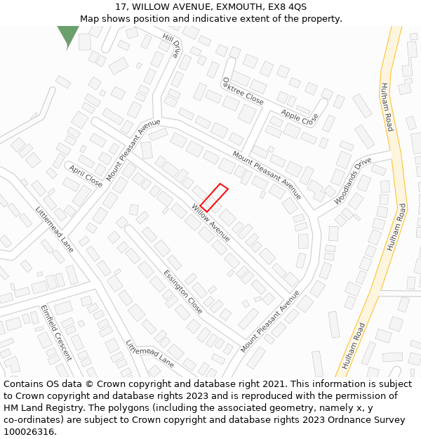 17, WILLOW AVENUE, EXMOUTH, EX8 4QS: Location map and indicative extent of plot