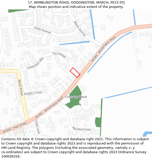 17, WIMBLINGTON ROAD, DODDINGTON, MARCH, PE15 0TJ: Location map and indicative extent of plot