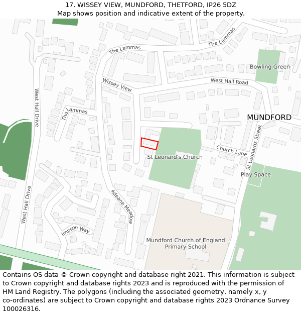 17, WISSEY VIEW, MUNDFORD, THETFORD, IP26 5DZ: Location map and indicative extent of plot