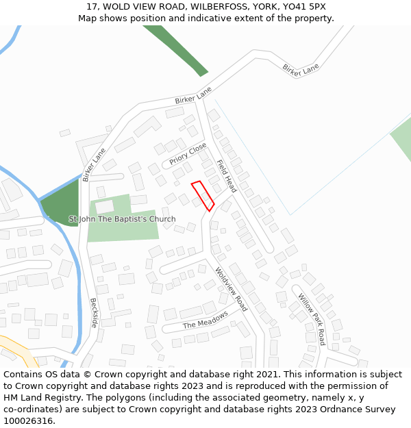 17, WOLD VIEW ROAD, WILBERFOSS, YORK, YO41 5PX: Location map and indicative extent of plot