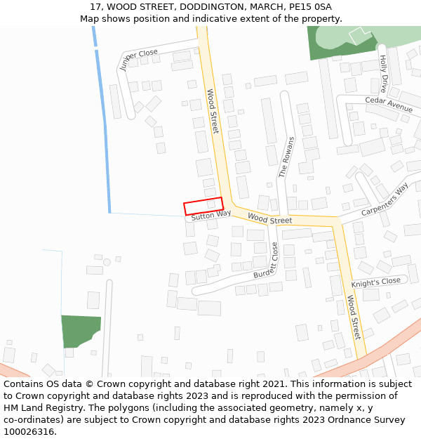 17, WOOD STREET, DODDINGTON, MARCH, PE15 0SA: Location map and indicative extent of plot