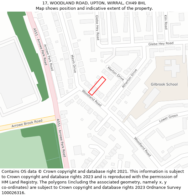 17, WOODLAND ROAD, UPTON, WIRRAL, CH49 8HL: Location map and indicative extent of plot