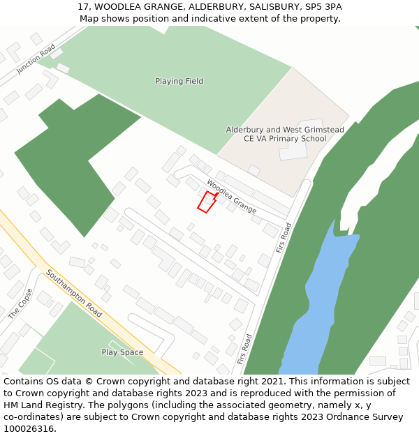 17, WOODLEA GRANGE, ALDERBURY, SALISBURY, SP5 3PA: Location map and indicative extent of plot