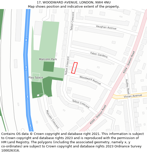 17, WOODWARD AVENUE, LONDON, NW4 4NU: Location map and indicative extent of plot