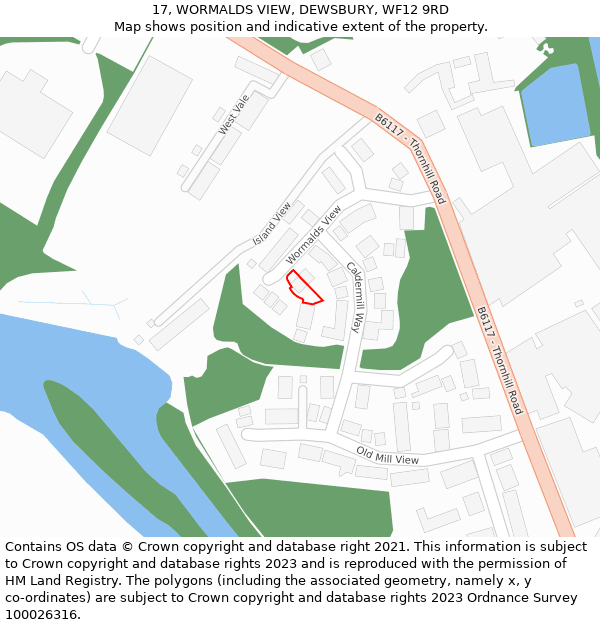 17, WORMALDS VIEW, DEWSBURY, WF12 9RD: Location map and indicative extent of plot