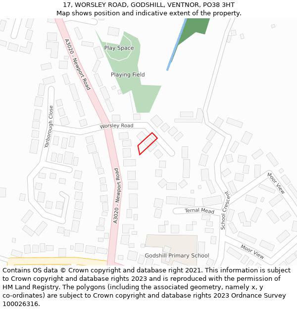 17, WORSLEY ROAD, GODSHILL, VENTNOR, PO38 3HT: Location map and indicative extent of plot