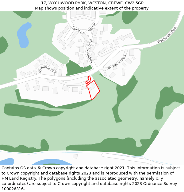 17, WYCHWOOD PARK, WESTON, CREWE, CW2 5GP: Location map and indicative extent of plot