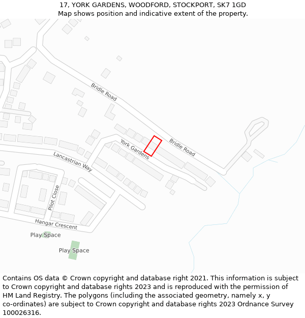 17, YORK GARDENS, WOODFORD, STOCKPORT, SK7 1GD: Location map and indicative extent of plot