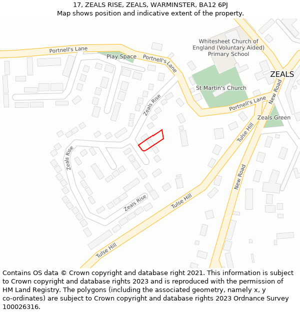 17, ZEALS RISE, ZEALS, WARMINSTER, BA12 6PJ: Location map and indicative extent of plot