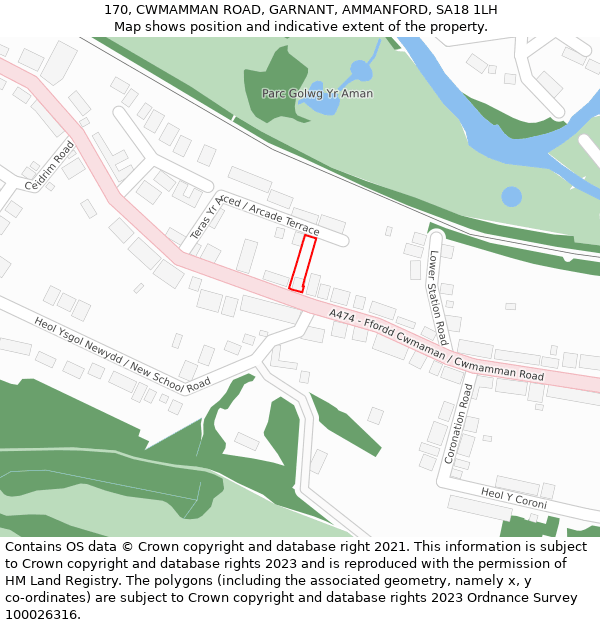 170, CWMAMMAN ROAD, GARNANT, AMMANFORD, SA18 1LH: Location map and indicative extent of plot