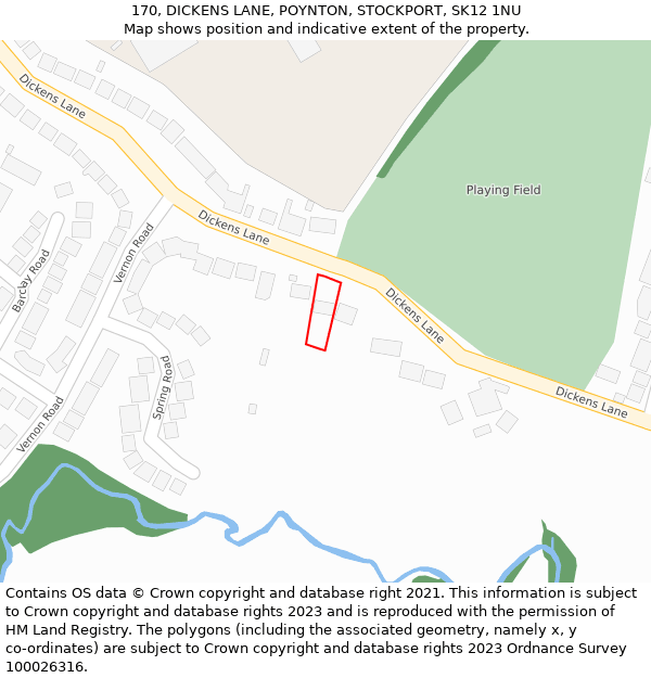 170, DICKENS LANE, POYNTON, STOCKPORT, SK12 1NU: Location map and indicative extent of plot