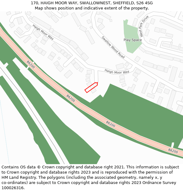 170, HAIGH MOOR WAY, SWALLOWNEST, SHEFFIELD, S26 4SG: Location map and indicative extent of plot