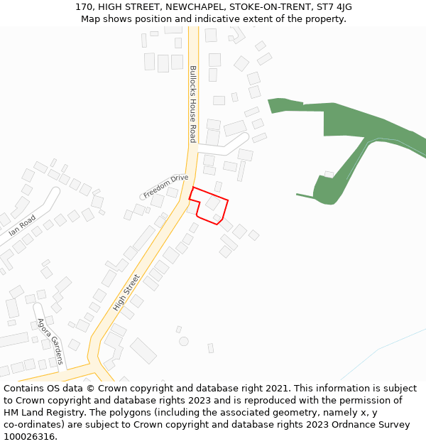 170, HIGH STREET, NEWCHAPEL, STOKE-ON-TRENT, ST7 4JG: Location map and indicative extent of plot