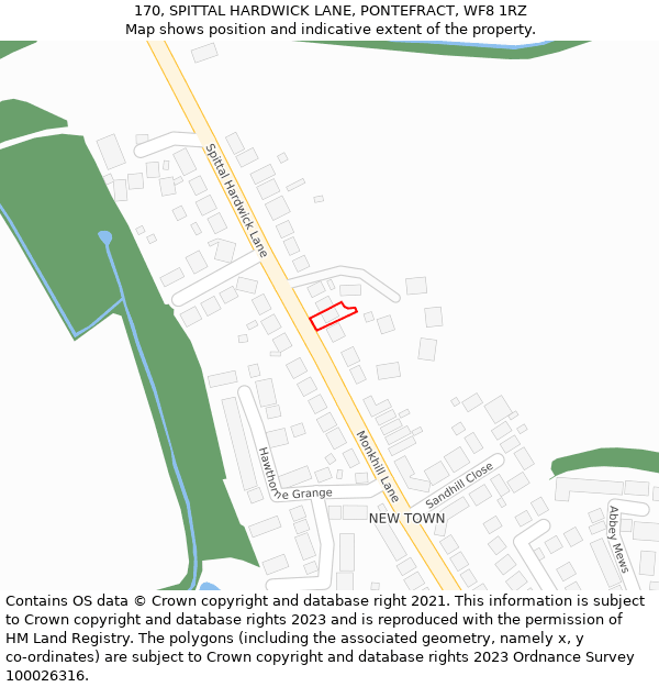 170, SPITTAL HARDWICK LANE, PONTEFRACT, WF8 1RZ: Location map and indicative extent of plot