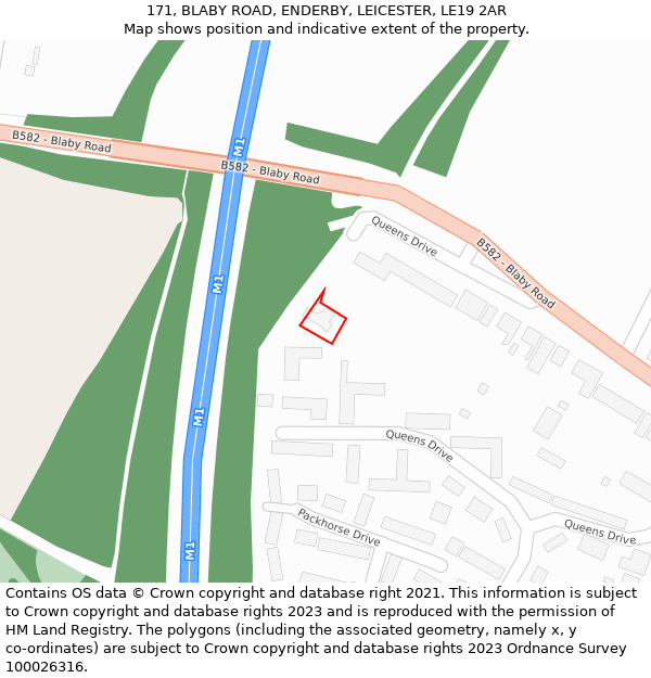 171, BLABY ROAD, ENDERBY, LEICESTER, LE19 2AR: Location map and indicative extent of plot