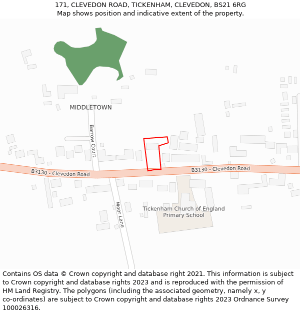 171, CLEVEDON ROAD, TICKENHAM, CLEVEDON, BS21 6RG: Location map and indicative extent of plot