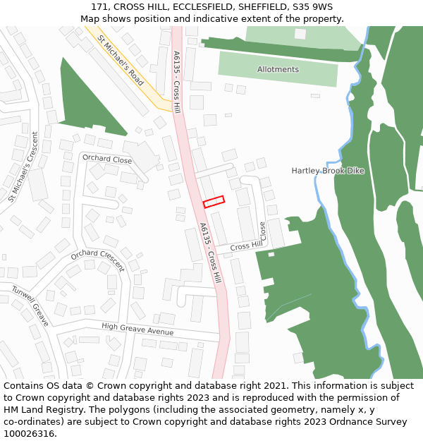 171, CROSS HILL, ECCLESFIELD, SHEFFIELD, S35 9WS: Location map and indicative extent of plot