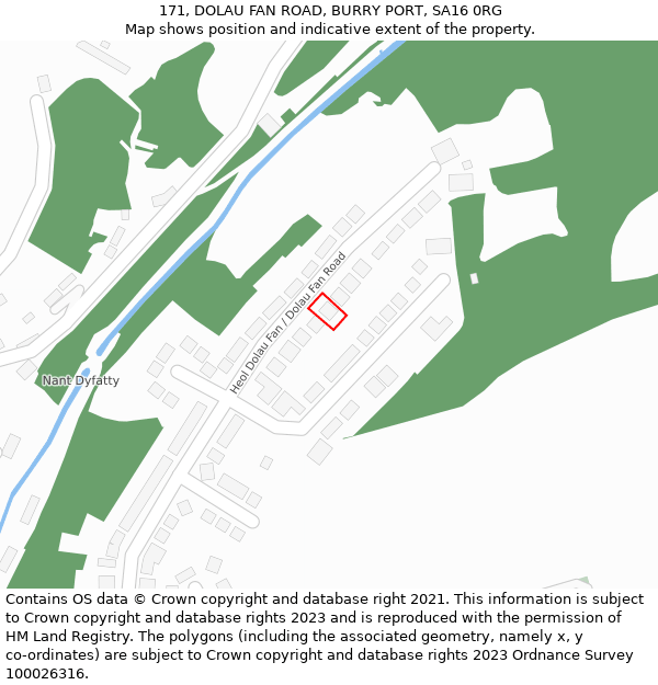 171, DOLAU FAN ROAD, BURRY PORT, SA16 0RG: Location map and indicative extent of plot